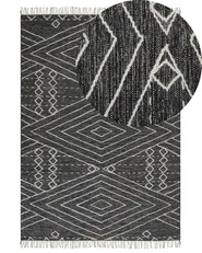 Teppich KHENIFRA Schwarz 140 x 200 cm Baumwolle_831112