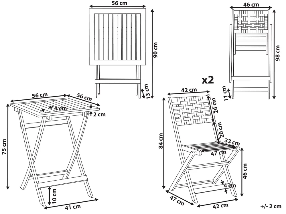 Bistro Set CONIOLO Akazienholz Braun / Schwarz_987024