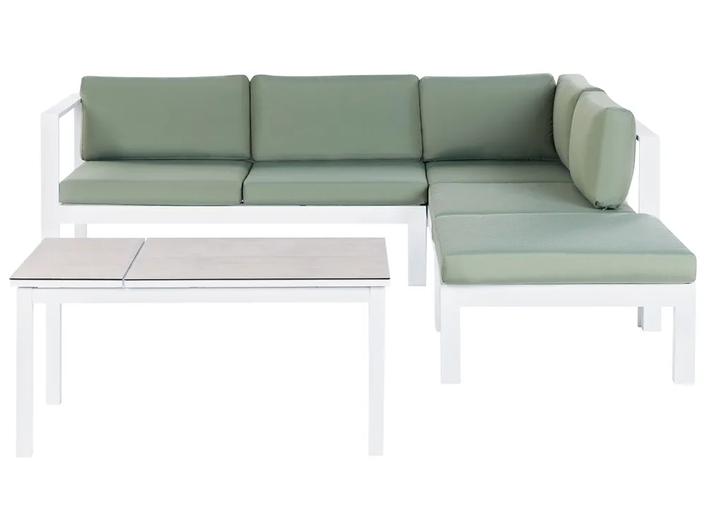 Garten Ecksofa mit Tisch 5-Sitzer MESSINA Metall Grün linksseitig