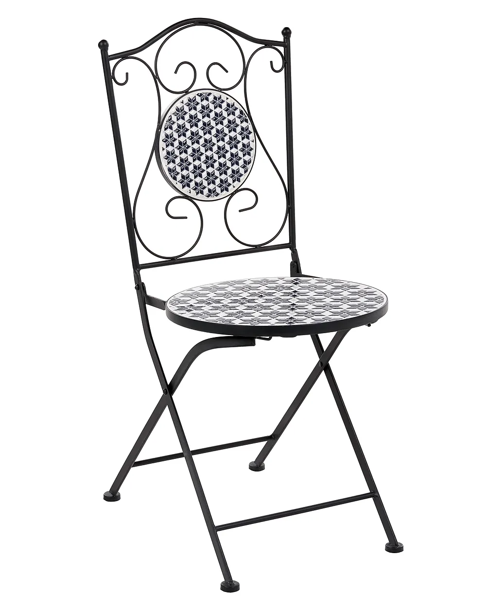 Set of 2 Garden Chairs SIROLO Folding Metal White/ Blue_1155651