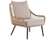 Bistro Set inkl. Kissen LAURETO Polyrattan Naturfarben_812200