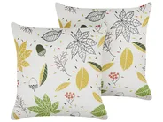 Set of 2 Decorative Cushions MULLEIN 45 x 45 cm Velvet Multicolour Plant Pattern_834924