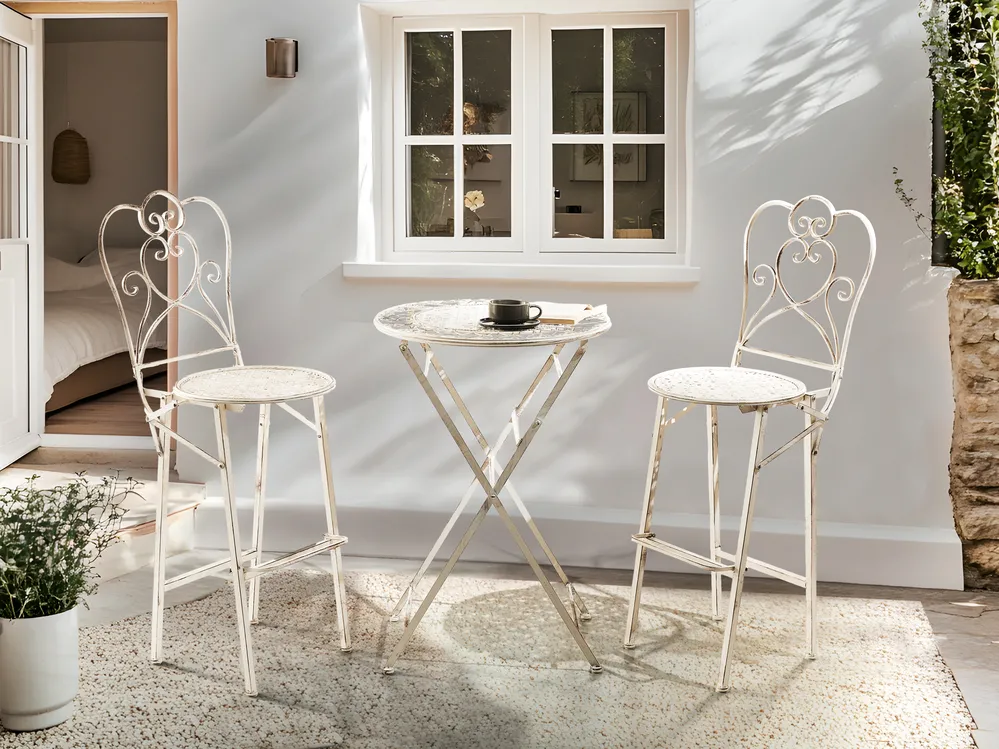 Garten Bartisch TRIESTE 60 cm 60 cm Metall Hellbeige