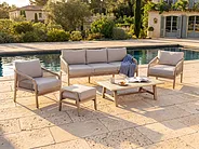 Garden Lounge Set with Table and Ottoman 5 Seater SUMBA Acacia Wood Light Brown_1159125