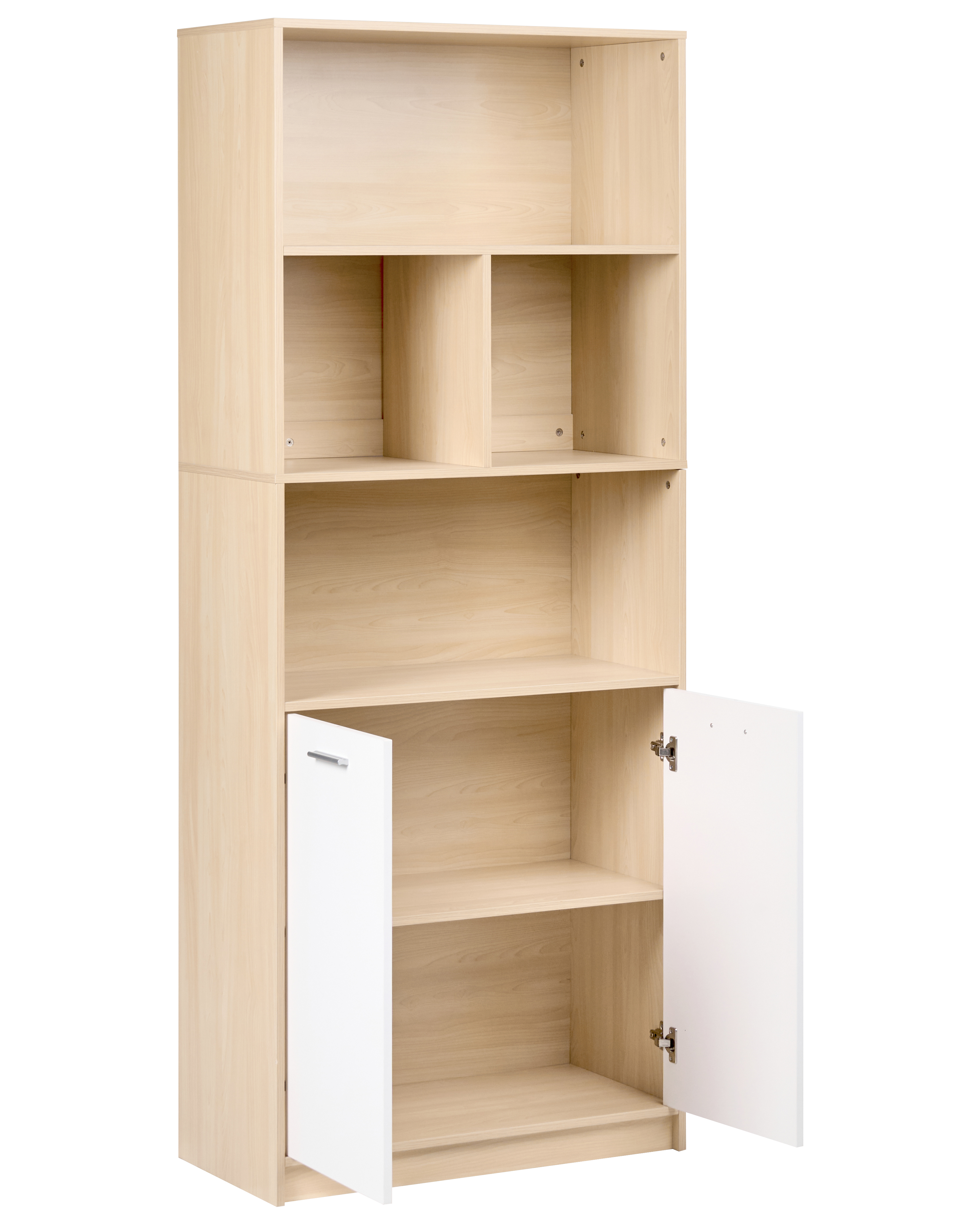 Bücherregal mit 2 Türen ZEHNA Hellbraun / Weiß_1033361