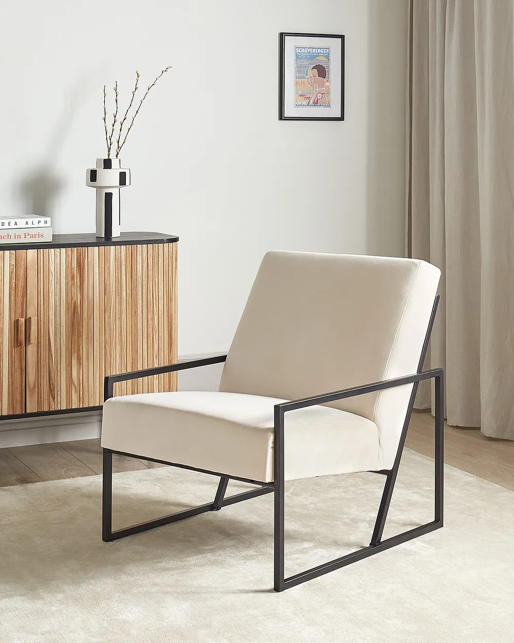 Sessel DELARY Samtstoff Hellbeige_1156181
