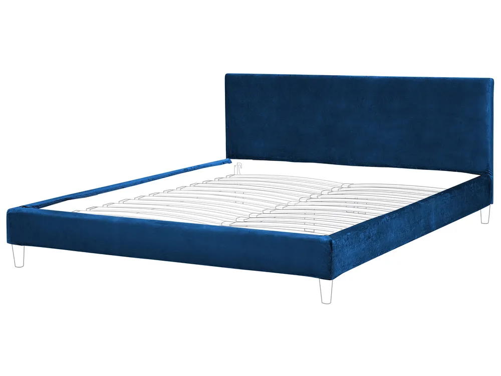 Bettrahmenbezug Samtstoff FITOU 180 x 200 cm Dunkelblau_752868