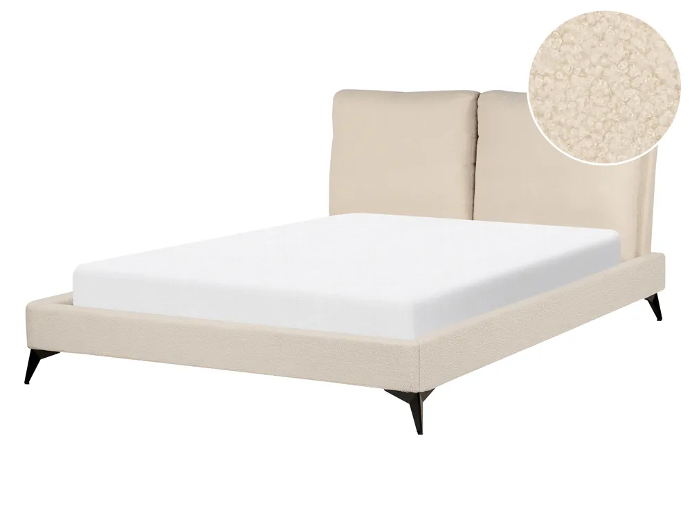 Bett mit Lattenrost Bouclé MELLE 140 x 200 cm Beige