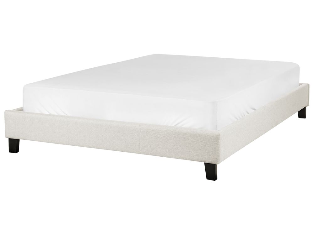 Bed without Headboard Fabric ROANNE 140 x 200 cm (EU Double) Light Beige