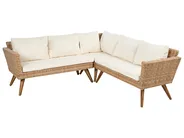 Garten Ecksofa mit Tisch 6-Sitzer VITTORIA Polyrattan Cremeweiß_1090670