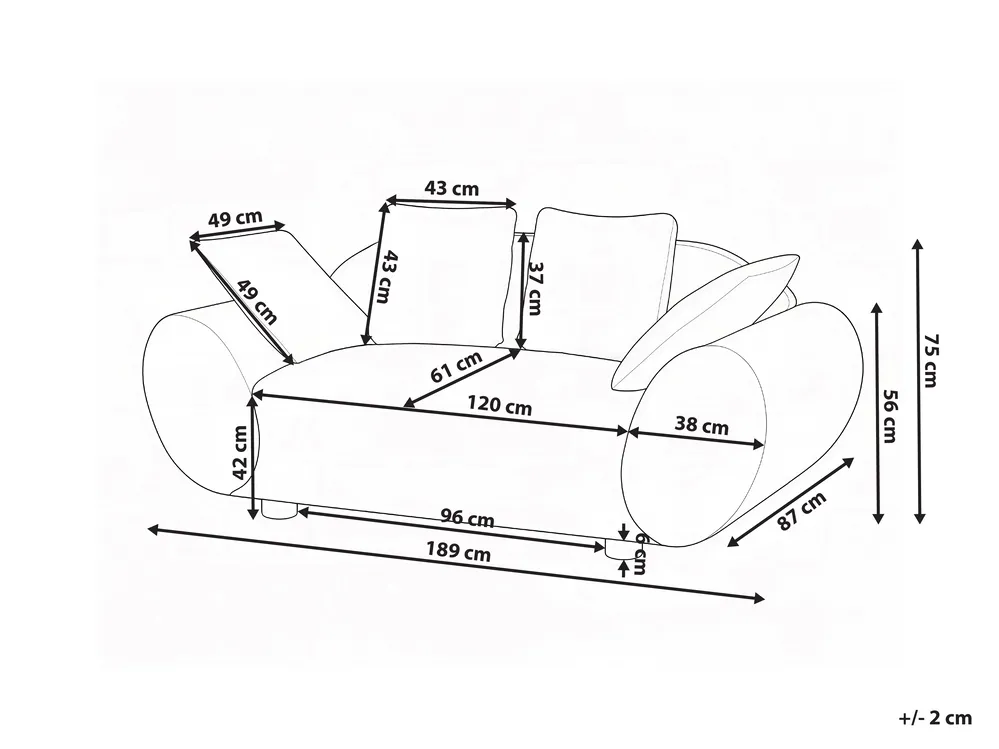 Sofa 2-Sitzer RINGEL Stoff Hellbeige_1025389