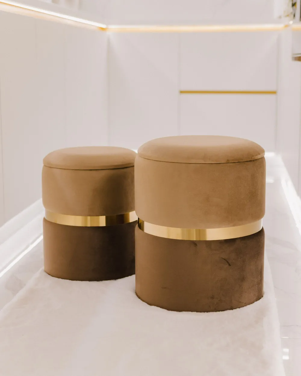 Set of 2 Storage Pouffes WICHITA Velvet Brown_979640