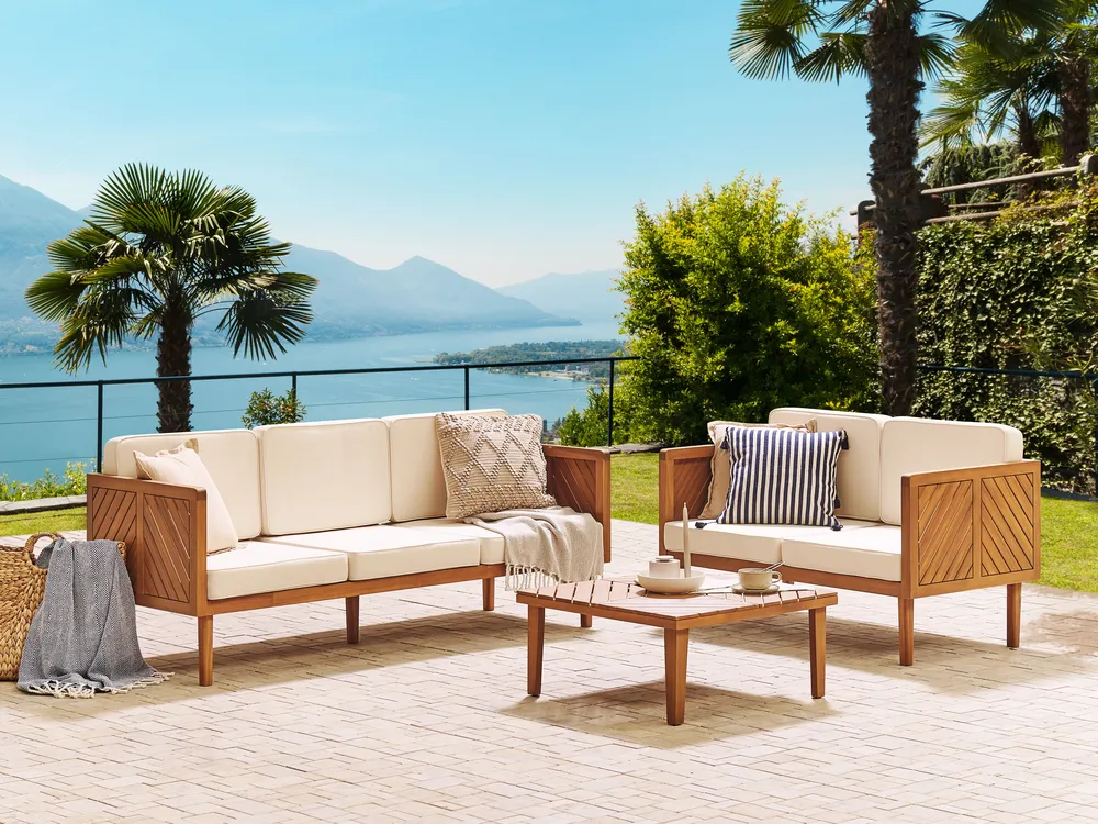 Garden Sofa 3 Seater BARATTI Acacia Wood Brown