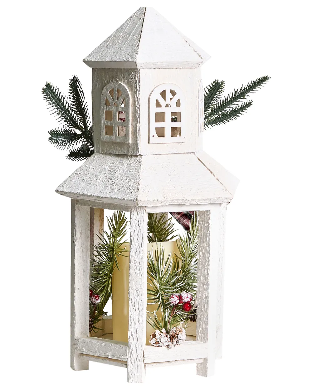LED Laterne SAVIVESI 38 cm Weihnachtsmotiv Weiß_1028259