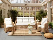 Gartensofa Set 5-Sitzer ALESSANO Rattan Naturfarben_934903