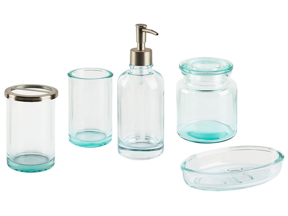 5-Piece Bathroom Accessories Set AMARGA Glass Green