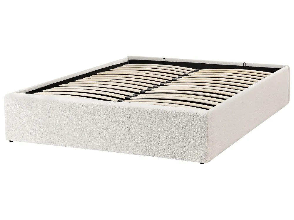 Ottoman Bed without Headboard DINAN Boucle Off-White 120 x 200 cm (EU Small Double)_1188202
