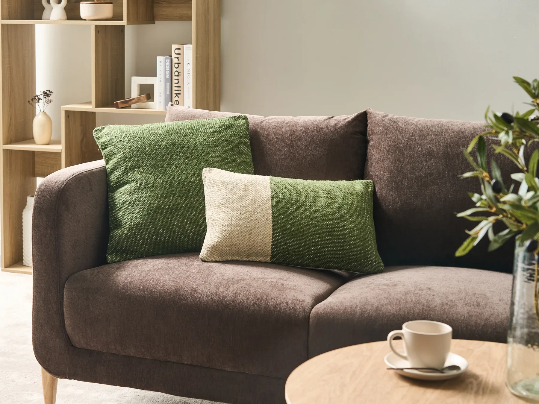 Set of 2 Decorative Cushions ANISOPTERA 30 x 50 cm 45 x 45 cm Cotton Green Solid_1039144