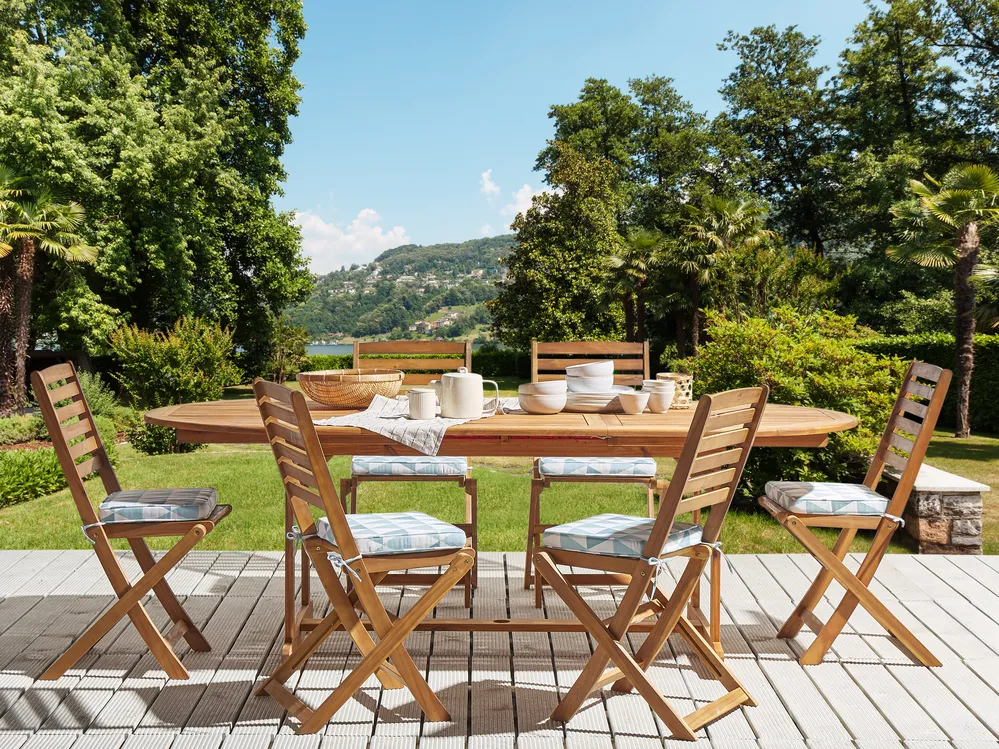 Gartenstuhlkissen 6er Set TOLVE 39 x 31 cm Hellblau