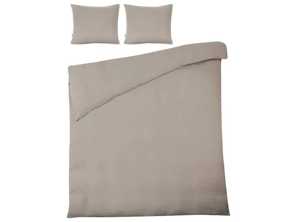 Bettwäsche-Set SUMNER 150 x 200 cm Baumwollmusselin Taupe_1060153