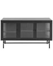 Sideboard mit Glastüren DEVON 115 cm Metall Schwarz_830325