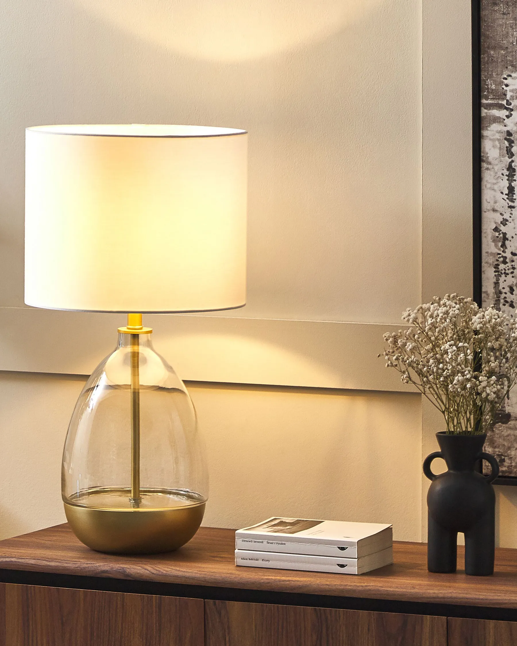 Tischlampe OKARI Glas Weiß_823046