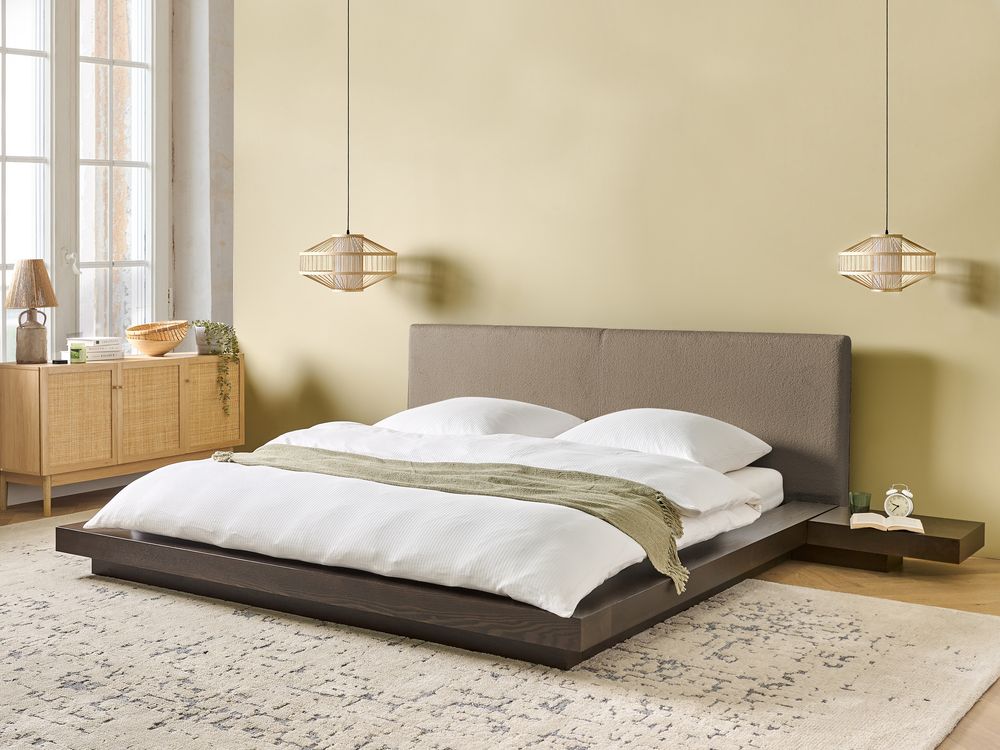 Lit avec sommier Bouclé ZEN 180 x 200 cm Frêne foncé
