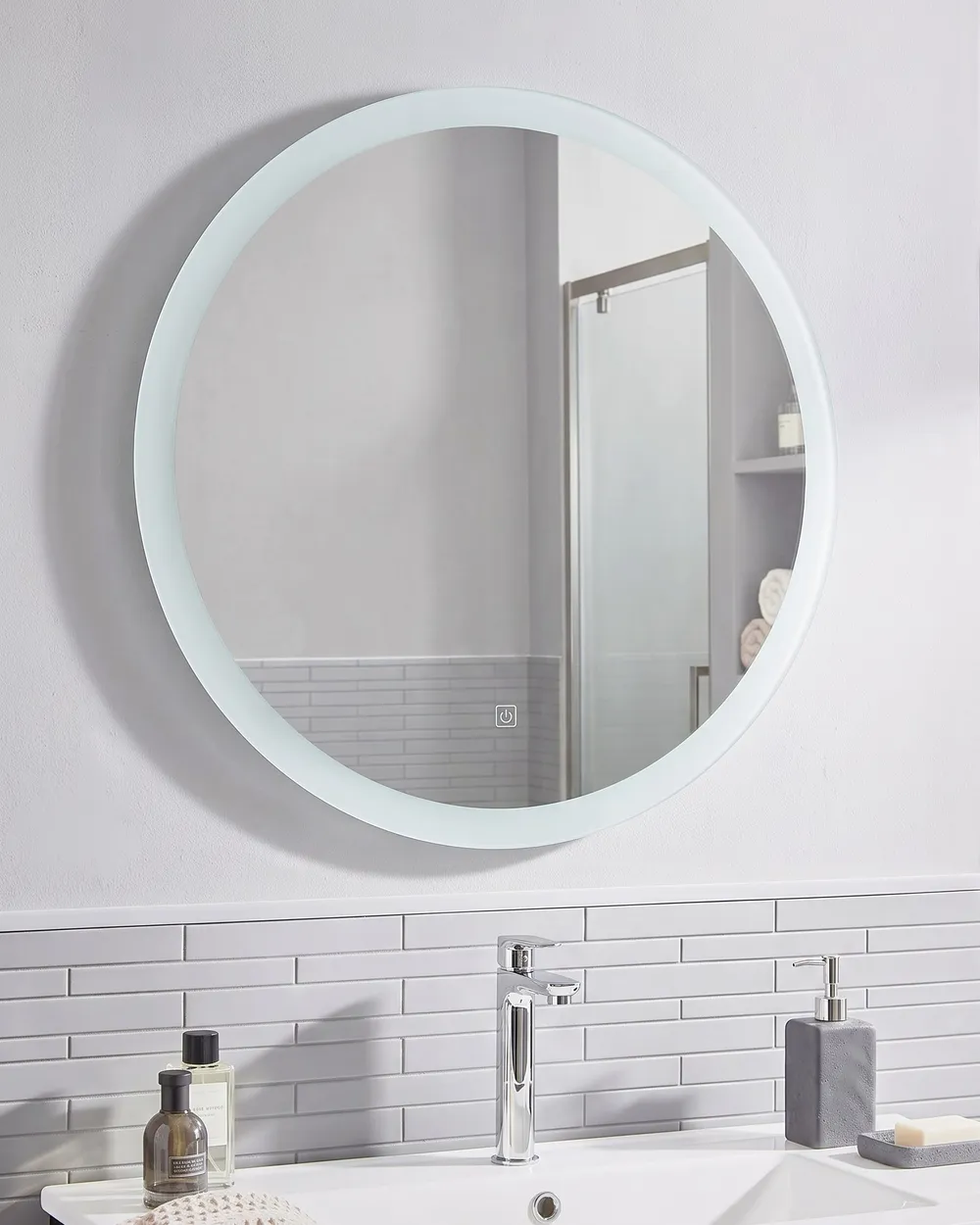 LED-Badezimmer-Spiegel YSER 58 cm 58 cm Silber_816338