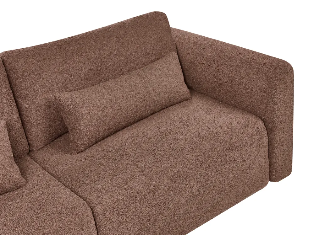 Sofa Bed 3 Seater VAXHOLM with Storage Boucle Brown_1026760