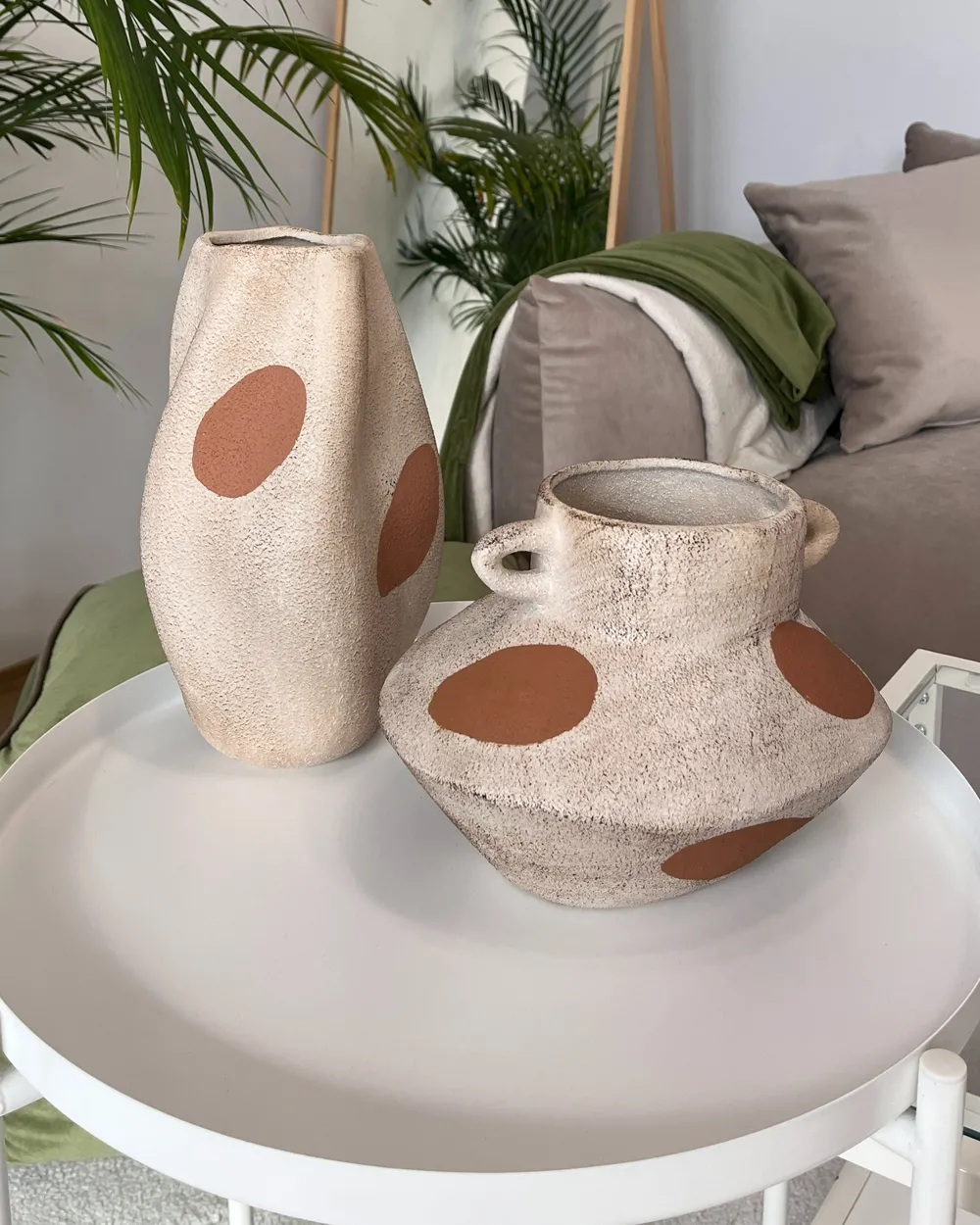 Blumenvase ALOSIDAE 19 cm Steinzeug Hellbeige_985117
