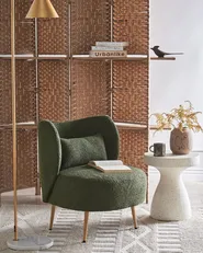 Armchair OTSBY II with Cushion Boucle Dark Green_942077