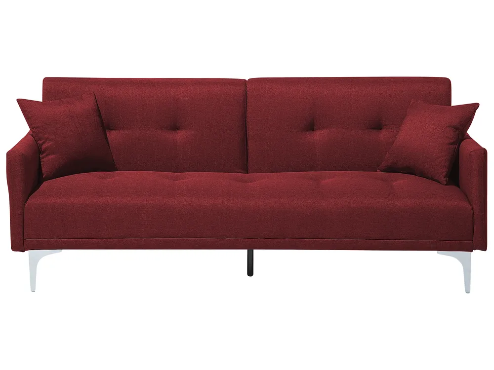 Schlafsofa 3-Sitzer LUCAN Stoff Dunkelrot