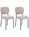 Esszimmerstuhl 2er Set LOLETA Stoff Hellbraun