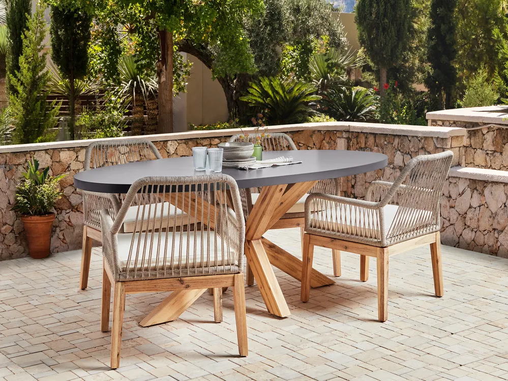 Gartenmöbel Set 4-Sitzer ORISTANO inkl. Kissen Beton Beige