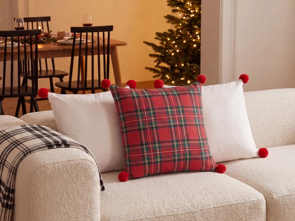 Dekokissen 3er Set JOVIA 45 x 45 cm Bunt Weihnachtsmotiv