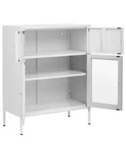 Glass Display Sideboard ESHOLT 80 cm Metal White_1017009