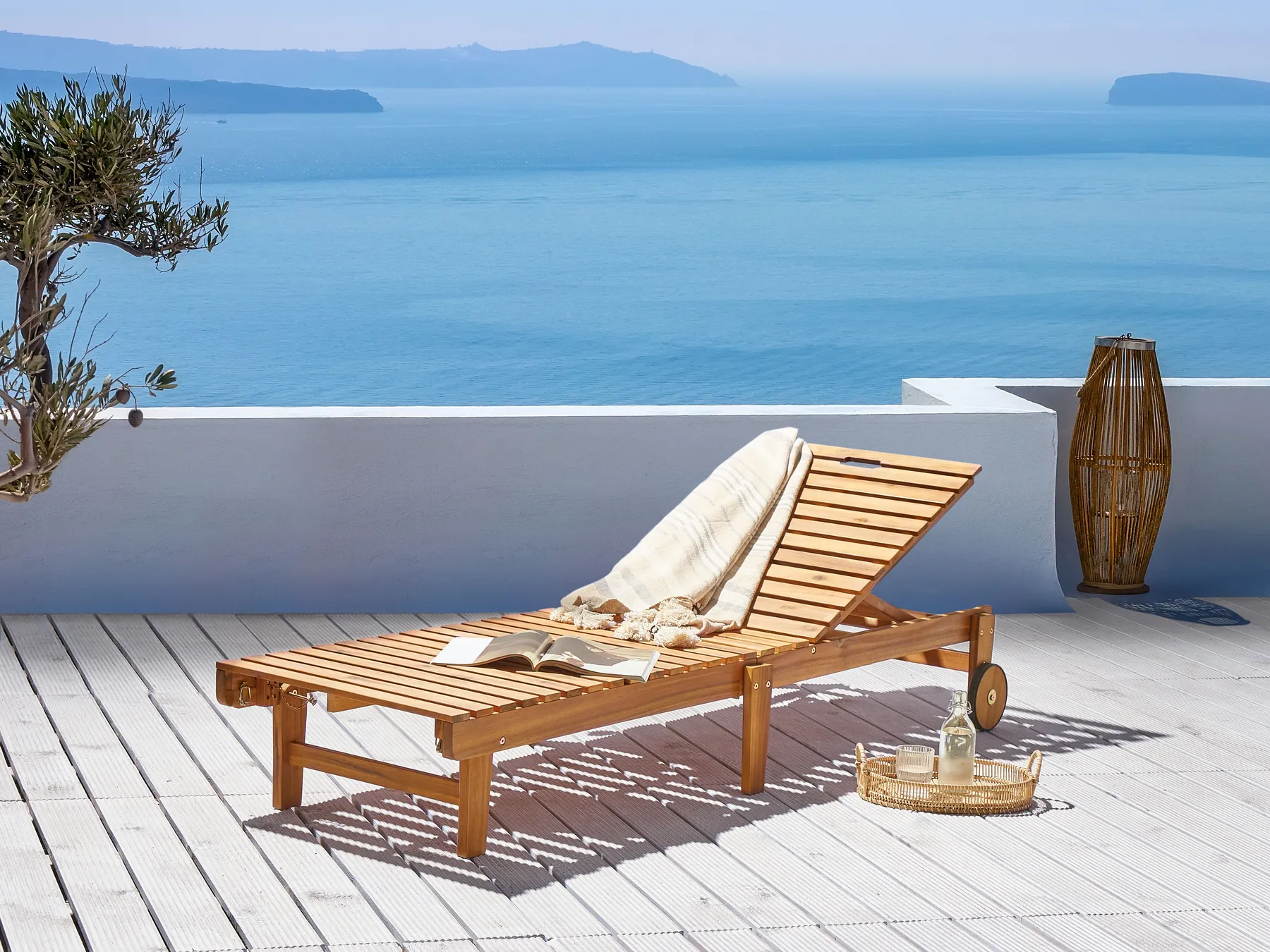 Sun Lounger PIETRALUNGA Reclining Acacia Wood Brown_863069