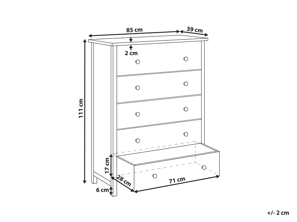 Kommode mit 5 Schubladen SALTON Sassafrasholz Braun_941538