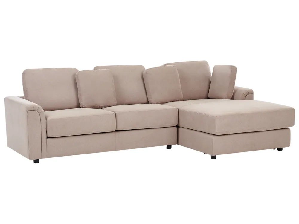 Ecksofa 4-Sitzer KOHLO mit Ottomane Stoff Taupe linksseitig_945154