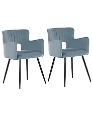 Esszimmerstuhl 2er Set SANILAC Samtstoff Hellblau_847115