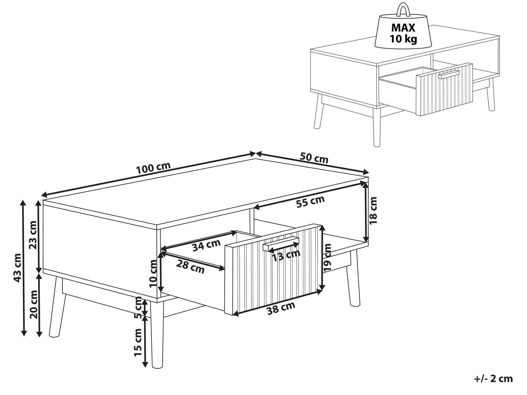 Coffee Table LYNWOOD with Storage Light Brown_945781