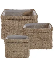 Set mit 3 Blumentöpfen RIVULINE 23/27/30 cm Seegras Naturfarben_825039