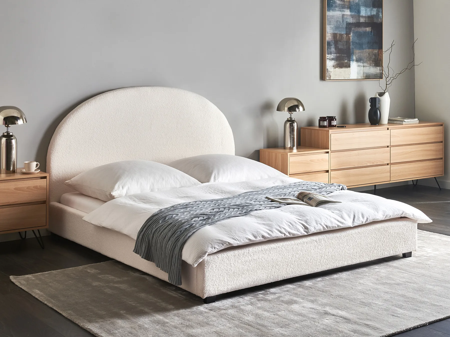 Wasserbett Bouclé VAUCLUSE 160 x 200 cm Cremeweiß_977204