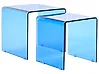 Beistelltisch 2er Set KENDALL Sicherheitsglas Blau