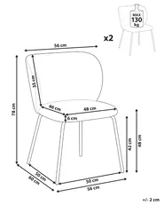 Set of 2 Dining Chairs CALERA Fabric Off-White_1055192