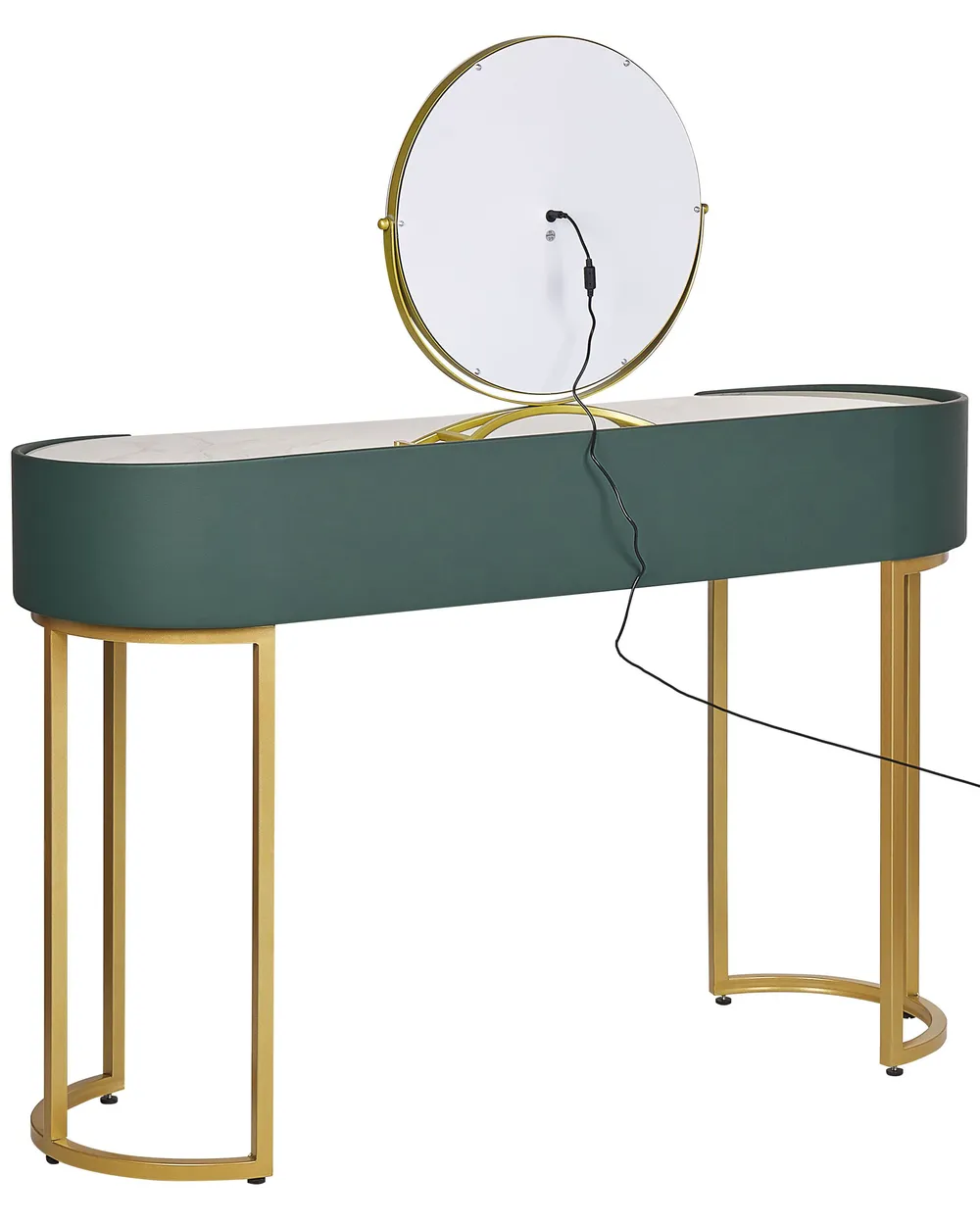 Dressing Table with Mirror and Stool VINAX LED Dark Green - Beliani.dk