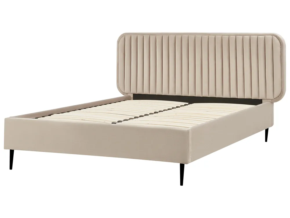 Bed Velvet BRIN 140 x 200 cm (EU Double) Taupe_942102