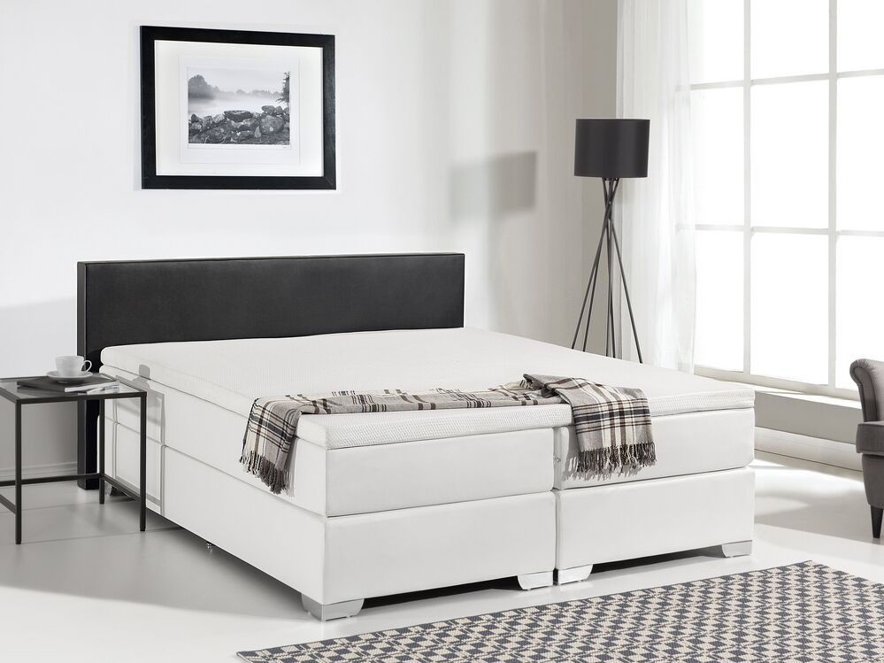 Divan Bed Faux Leather PRESIDENT 160 x 200 cm (EU King Size) Black/ White