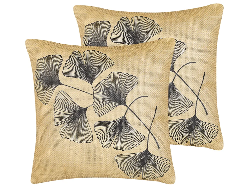 Dekokissen 2er Set WAKAD 45 x 45 cm Beige Pflanzenmuster