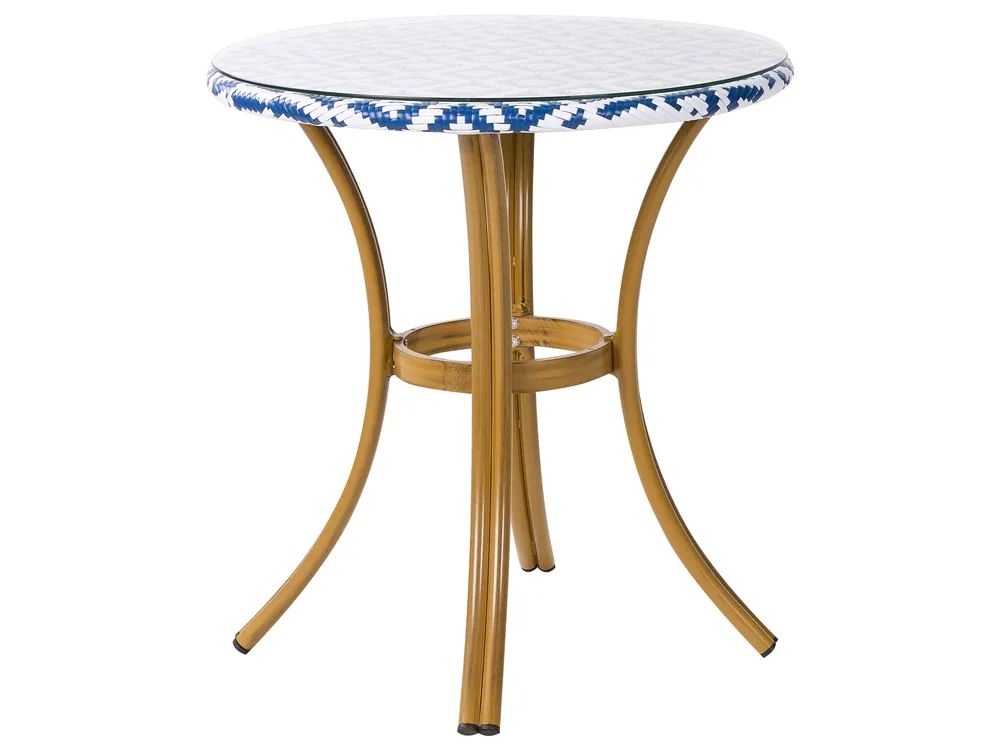 Outdoor Bistrotisch RIFREDDO 70 cm 70 cm Sicherheitsglas Blau